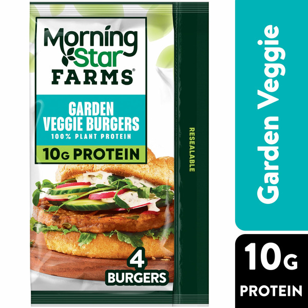 Frozen Vegan & Vegetarian Morning Star Farms Veggie Burgers, Vegan Plant Based Protein, Frozen Meal Starter, Garden Veggie hero