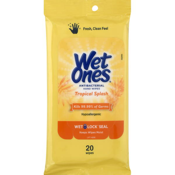 Paper Goods Wet Ones Hand Wipes, Antibacterial, Tropical Splash hero