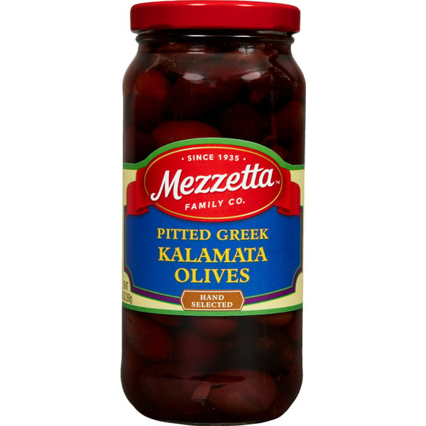 Pickles, Peppers & Olives Mezzetta Pitted Greek Kalamata Olives hero