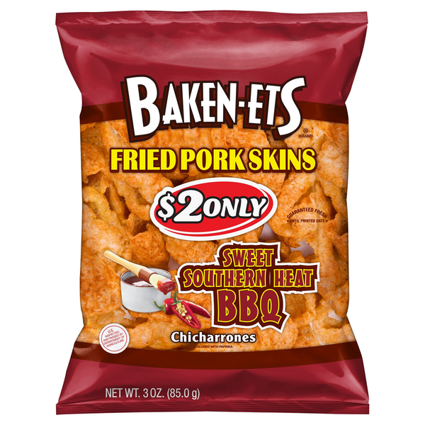 Chips & Pretzels Baken-Ets Sweet Southern Heat BBQ Fried Pork Skins hero