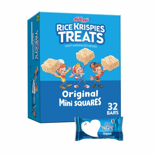 Prepared Meals Kellogg's Rice Krispies Treats Crispy Mini Marshmallow Squares, Kids Snacks, Snack Bars, Original hero