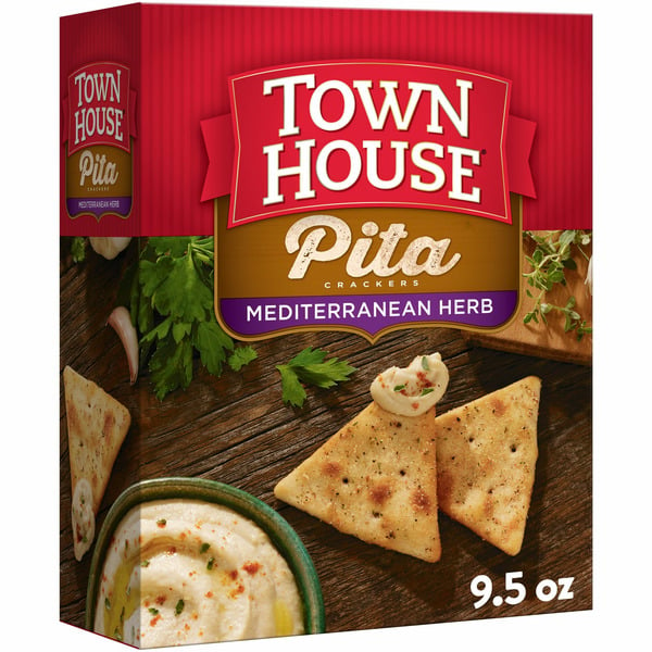 Crackers Town House Pita Crackers Oven Baked Crackers, Party Snacks, Mediterranean Herb hero