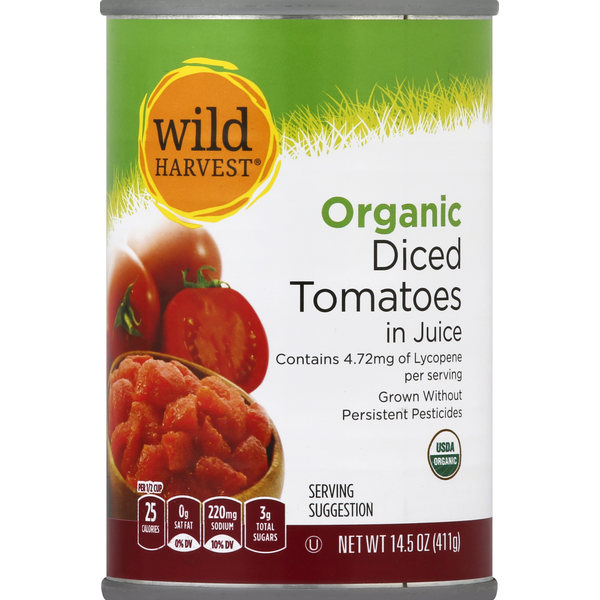 Canned & Jarred Vegetables Wild Harvest Tomatoes, Organic, in Juice, Diced hero