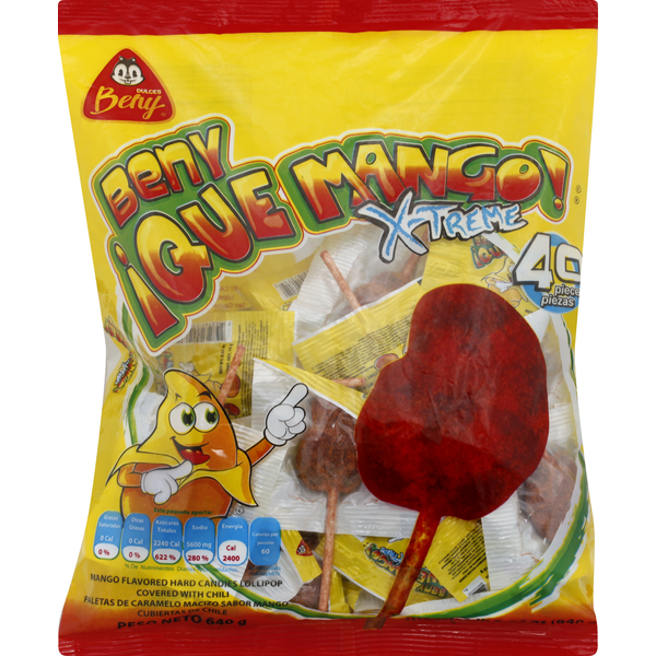 Candy & Chocolate Beny Hard Candies Lollipop, Mango Flavored, Covered with Chili hero