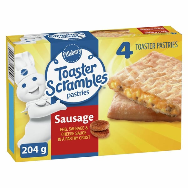 Frozen Breakfast Pillsbury Toaster Scrambles Pastries, Egg, Sausage and Cheese Sauce hero