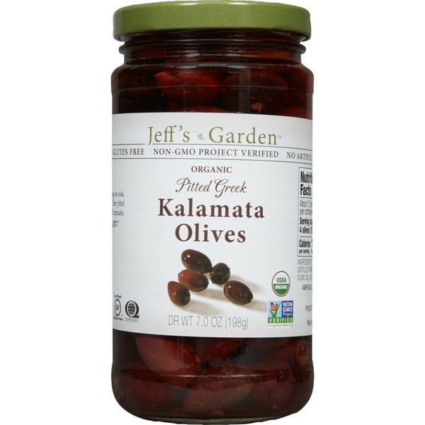 Pickles, Peppers & Olives Jeff's Garden Organic Pitted Greek Kalamata Olives hero