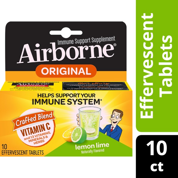 Cold, Flu & Allergy Airborne Vitamin C 1000mg Immune Support Supplement, Effervescent Formula, Lemon Lime hero