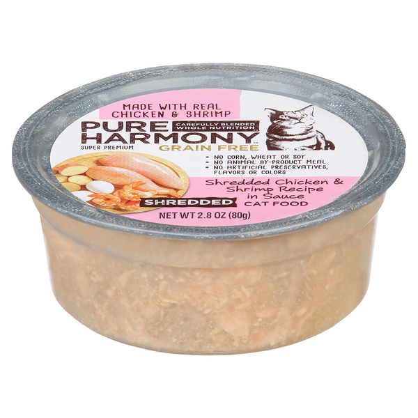 Cat Food & Care Pure Harmony Cat Food, Grain Free, Super Premium, Shredded Chicken & Shrimp Recipe in Sauce hero