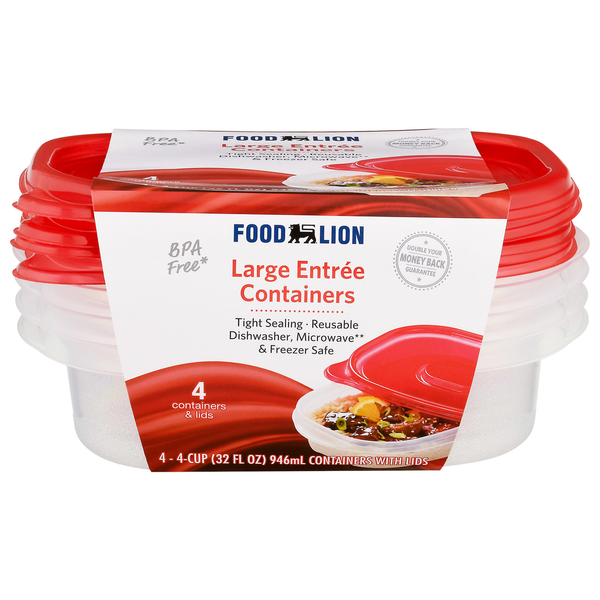 Food Wraps & Storage Food Lion Containers, Large Entree hero