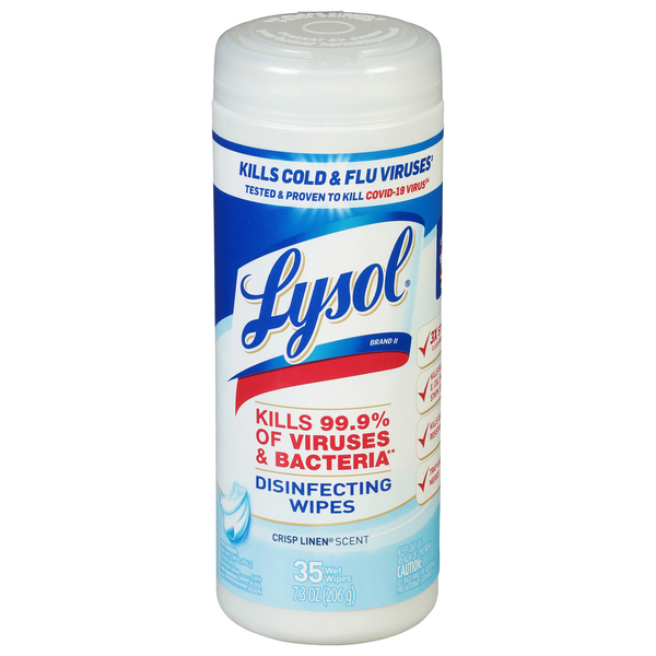 Cleaning Products Lysol Disinfecting Wipes, Crisp Linen Scent hero