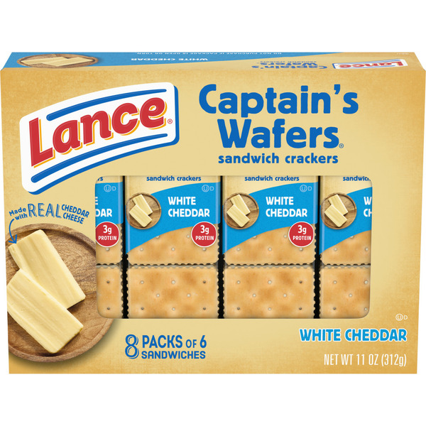 Crackers Lance Captain's Wafers White Cheddar Sandwich Crackers hero