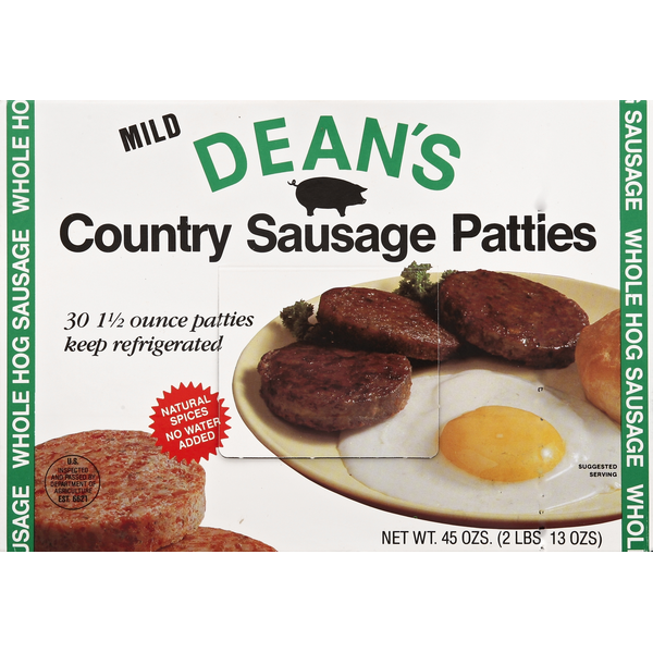 Frozen Meals Dean's Sausage Patties, Country, Mild hero