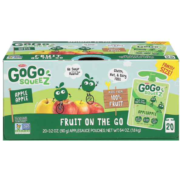 Canned Fruit & Applesauce GoGo Squeez Apple Sauce, Apple Apple, Family Size hero