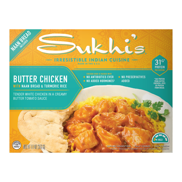 Sukhi's Indian Butter Chicken w/ Naan Flatbread & Turmeric Rice Frozen Meal hero