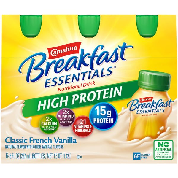 Breakfast Bars & Pastries Carnation Breakfast Essentials Nutritional Drink, High Protein, Classic French Vanilla hero