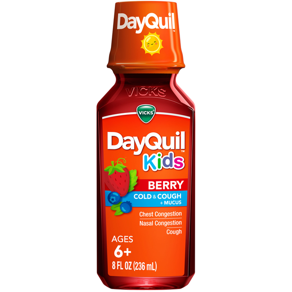 Cold, Flu & Allergy Vicks DayQuil Kids Berry Cold & Cough + Mucus Multi-Symptom Relief hero