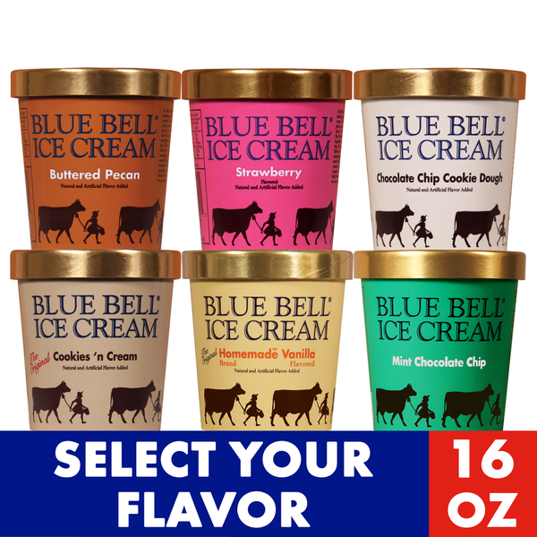 Ice Cream & Ice Blue Bell Gold Rim Ice Cream, Assorted Flavors hero