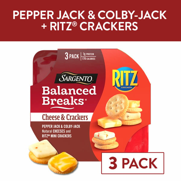 Crackers Sargento Balanced Breaks, Cheese & Crackers, Pepper Jack & Colby-Jack Cheeses/Ritz Mini Crackers, 3 Pack hero