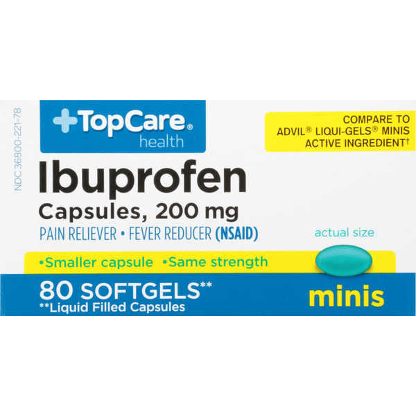 Vitamins & Supplements TopCare Ibuprofen, 200 mg, Minis, Softgels hero