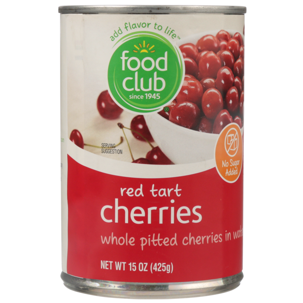 Canned Fruit & Applesauce Food Club Red Tart Whole Pitted Cherries In Water hero