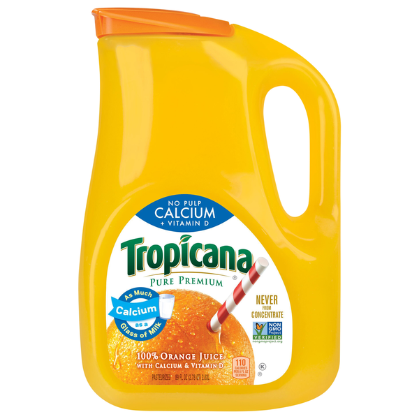 Refrigerated Juice, Coffee, & Tea Tropicana No Pulp with Calcium & Vitamin D 100% Orange Juice hero