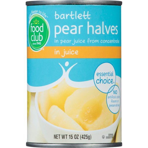 Canned Fruit & Applesauce Food Club Pear Halves in Juice, Bartlett hero