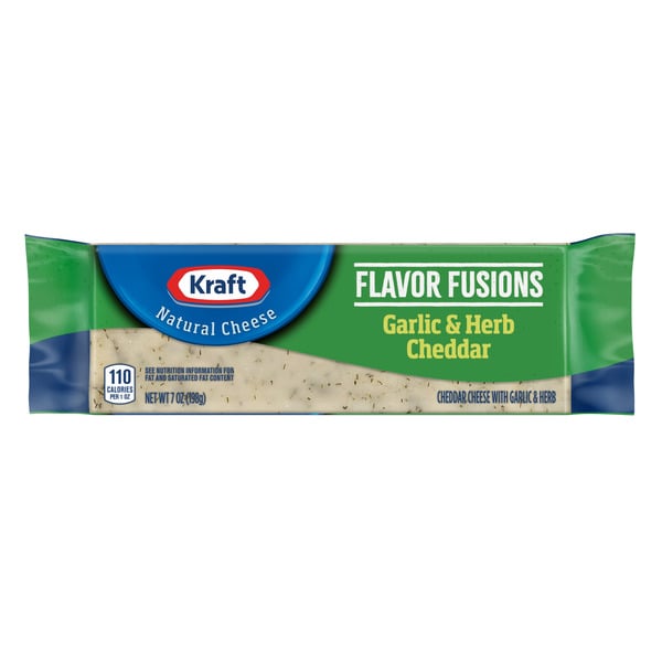 Packaged Cheese Kraft Garlic & Herb Fusions Cheese Block hero