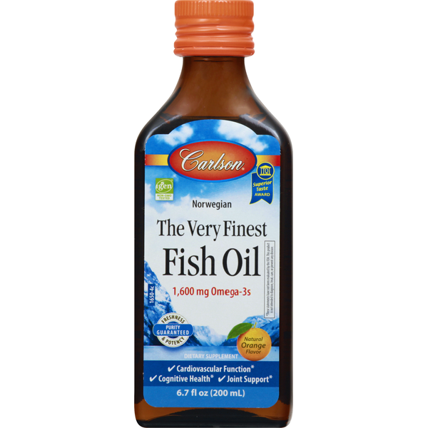 Vitamins & Supplements Carlson Fish Oil, The Very Finest, Orange Flavor, Norwegian hero