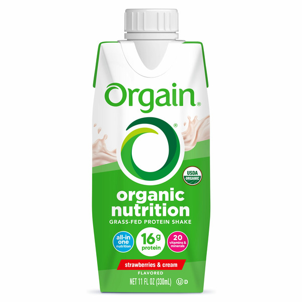 Protein & Meal Replacements Orgain Organic Nutrition Shake, Grass Fed Protein - Strawberries & Cream hero