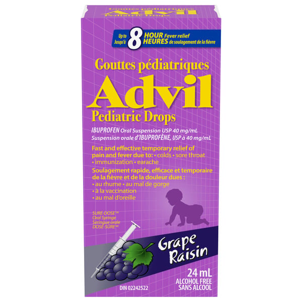 Baby First Aid & Vitamins Advil - Children Pediatric Drops, Grape hero