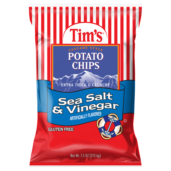 Chips & Pretzels Tim's  Potato Chips, Sea Salt & Vinegar, Cascade Style hero