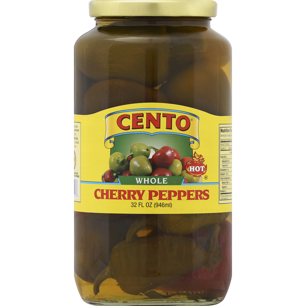 Spices & Seasonings Cento Cherry Peppers, Whole, Hot hero