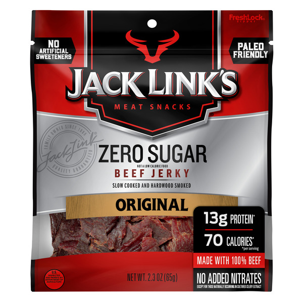 Popcorn & Jerky Jack Link's Beef Jerky, Zero Sugar, Original, Meat Snacks hero