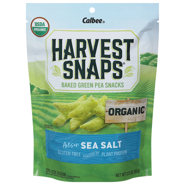 Chips & Pretzels Harvest Snaps Green Pea Snacks, Organic, Baked, Sea Salt hero