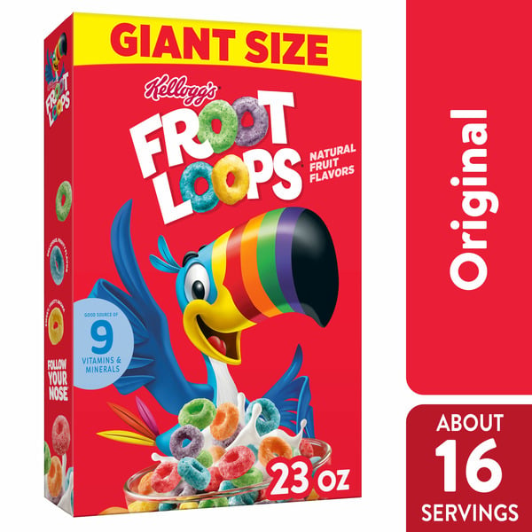 Cereal & Granola Kellogg Froot Loops Breakfast Cereal, Kids Cereal, Family Breakfast, Original hero