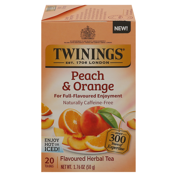 Twinings Herbal Tea, Peach & Orange Flavoured, Tea Bags hero