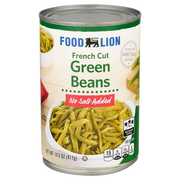 Canned Meals & Beans Food Lion No Salt Added French Cut Green Beans hero