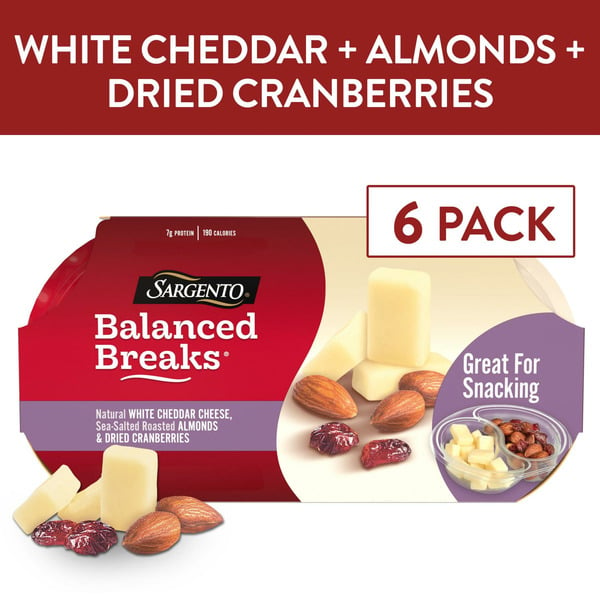 Packaged Cheese Sargento Balanced Breaks® White Cheddar, Almonds, Dried Cranberries hero