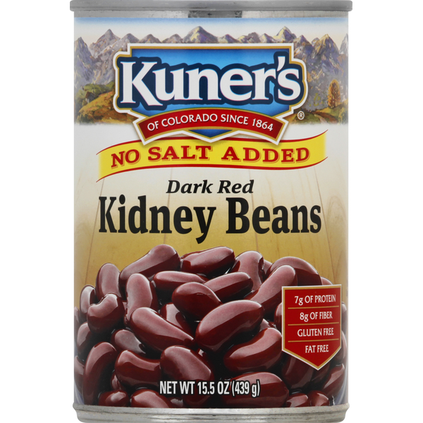 Canned Meals & Beans Kuners Kidney Beans, No Salt Added, Dark Red hero