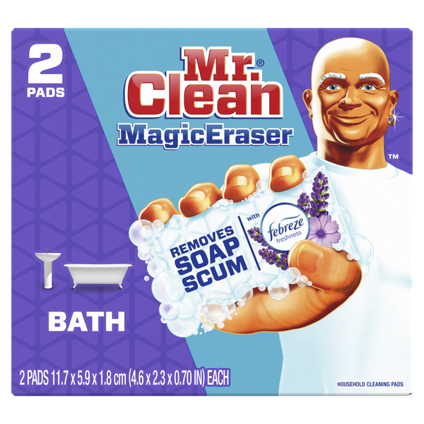 Cleaning Products Mr. Clean Magic Eraser Bath with Febreze Lavender scent, Cleaning Pads with Durafoam hero