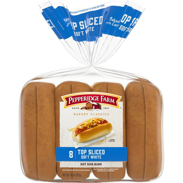 Conventional Breads (Grocery) Pepperidge Farm Top Sliced White Hot Dog Buns hero