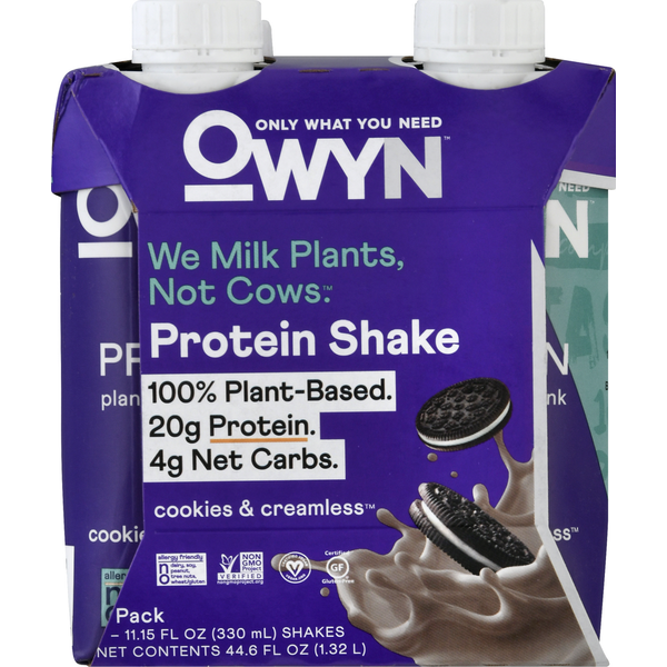 Protein & Meal Replacements OWYN Protein Shake, Cookies & Creamless, 4 Pack hero