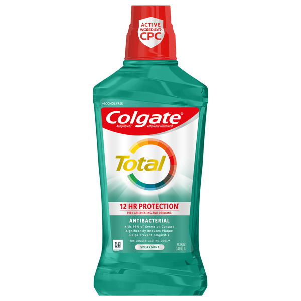 Oral Hygiene Colgate Total Alcohol Free Mouthwash, Antibacterial, Spearmint hero