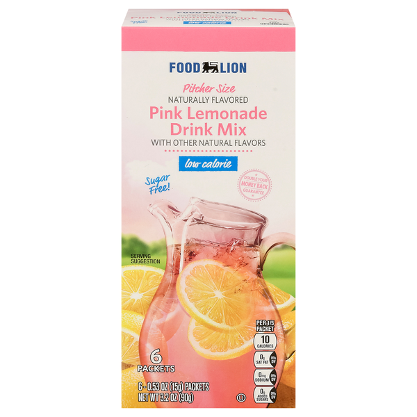 Cocoa & Drink Mixes Food Lion Pink Lemonade Drink Mix Low Calorie Pitcher Size hero