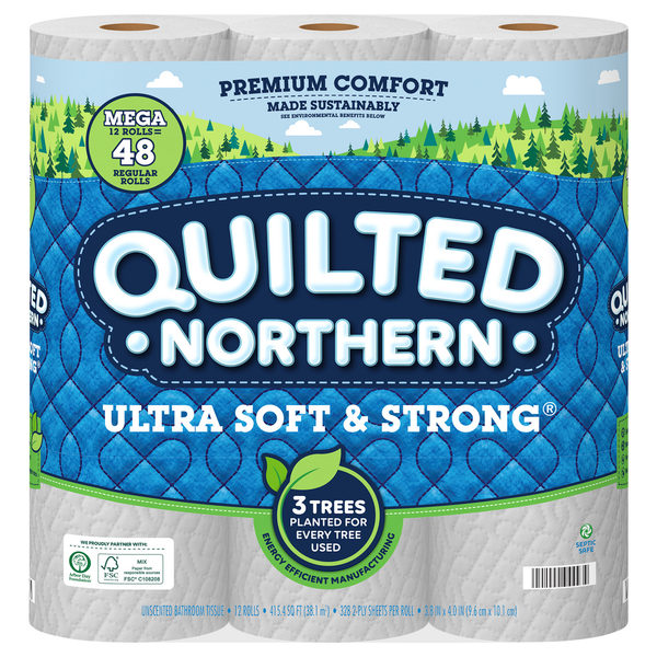 Paper Goods Quilted Northern Bathroom Tissue, Unscented, Mega Rolls, 2-Ply hero