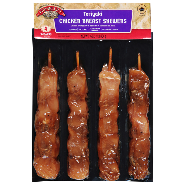 Prepared Meals Hempler's Skewers, Chicken Breast, Teriyaki hero