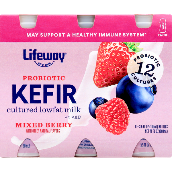 Yogurt Lifeway Kefir, Probiotic, Mixed Berry, 6 Pack hero