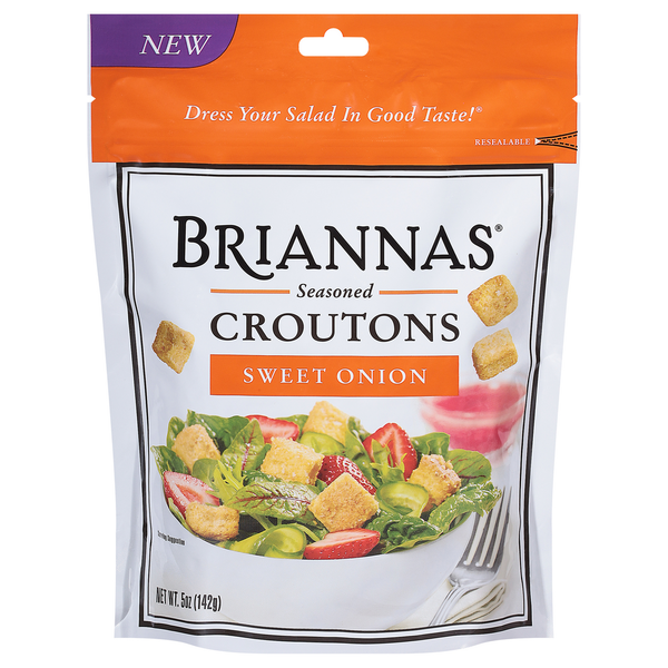 Salad Dressing & Toppings BRIANNAS Croutons, Seasoned, Sweet Onion hero