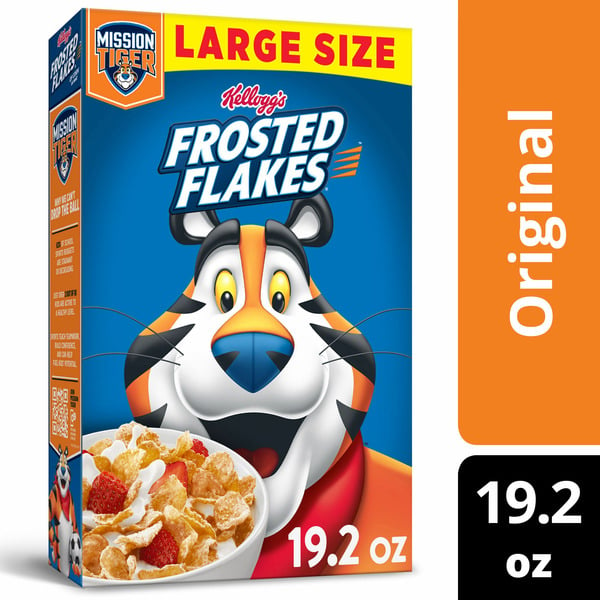 Cereal Frosted Flakes Breakfast Cereal, 8 Vitamins and Minerals, Kids Snacks, Original hero