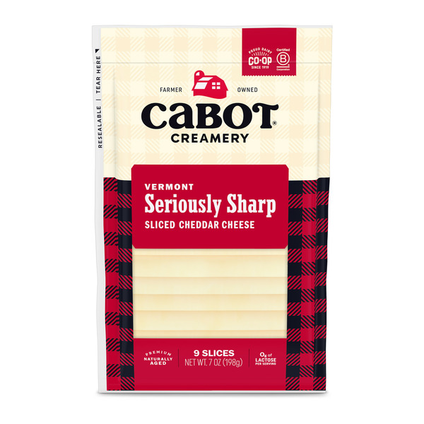 Cabot Seriously Sharp Sliced Cheddar Cheese hero